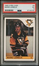 MARIO LEMIEUX 1985-86 O-PEE-CHEE OPC PITTSBURGH PENGUINS RC ROOKIE CARD #9 PSA 5. rookie card picture