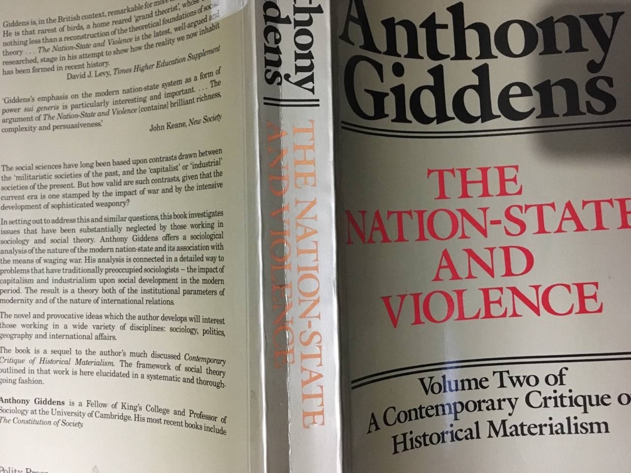 Nation-State and Violence by Anthony Giddens (1991, Trade Paperback)
