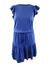 Lauren Ralph Lauren Women's Eyelet Jersey Dress (12, Blue) 195934666863