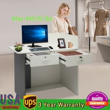 Reception Desk Retail Checkout Counter Front Table With 2 Drawer and Light Strip