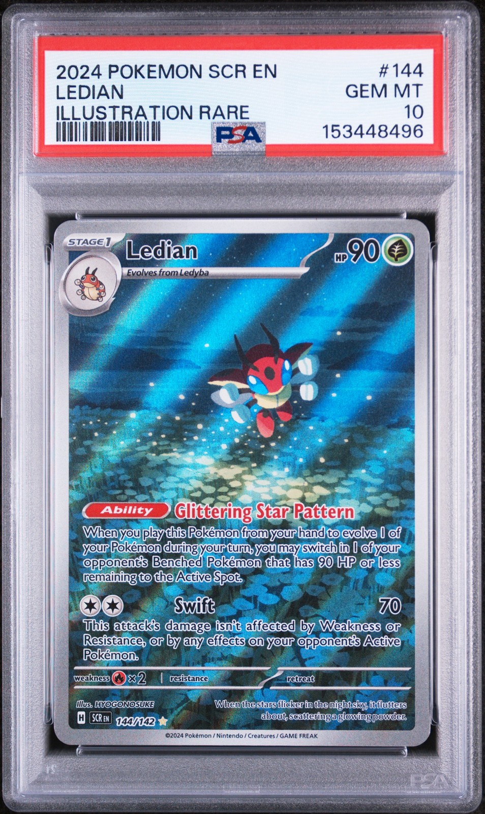 2024 POKEMON SCR EN-STELLAR CROWN ILLUSTRATION RARE #144 LEDIAN PSA 10