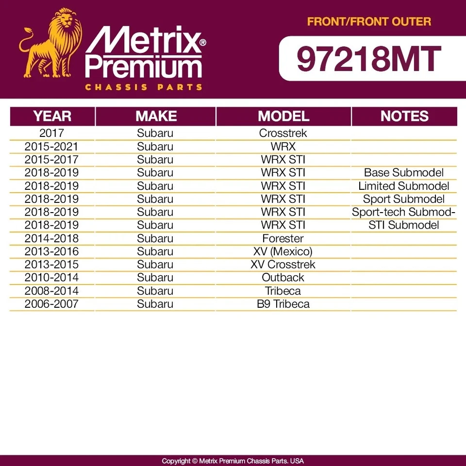 Kit de extremo de barra estabilizadora exterior y barra estabilizadora delantera para Subaru WRX WRX STI 2015-2021 Foto 2 de 4