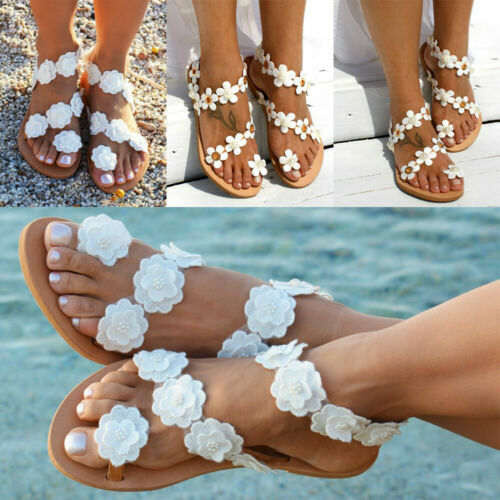Zapatos planos chanclas talla dama verano playa para sandalias florales eBay