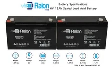 Raion 6V 12Ah Emergency Light Battery For Sure-Lites XR5 2PK