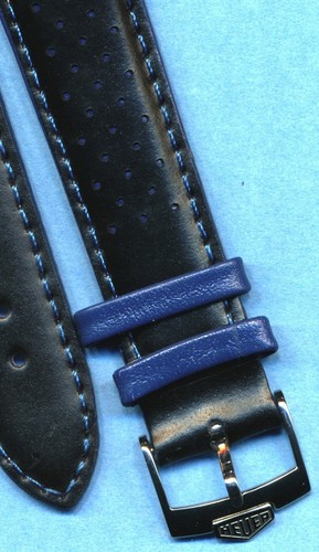 4 Colors 20mm Genuine Perforated Leather Rally Racing Strap, Heuer Buckle TAG - Picture 6 of 16