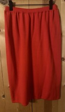 vtg 80s Liz Claiborne Collection Skirt Large Red Lambswool Blend W-28-36 M/L