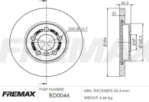 Fremax Front Disc Rotors for Mini Coutryman Cooper F60 1.5 2.0 2017-2019 294mm - Picture 2 of 4