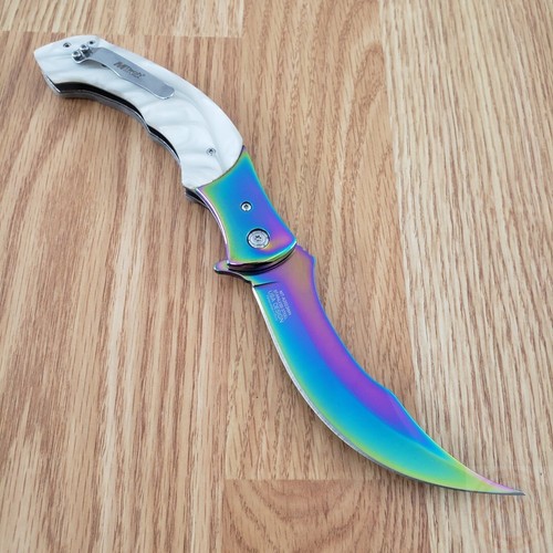 MTech Spring Assisted Folding Knife 4.25" 3Cr13 Steel Curved Blade POM Handle - Picture 6 of 12