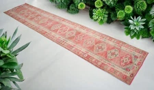 Vintage Oushak Runner Rug 2'7" x 13' | Handwoven Turkish Rug | Farmhouse Decor