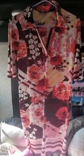 Pretty Floral Pattern Mlle Gabriele Shirt Dress Soft Stretchy Size S/M