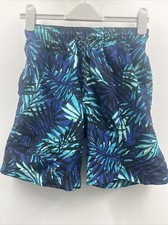 George Men's Tropical Palm Leaves Blue Black Swim Trunks Shorts Size S 28-30 
