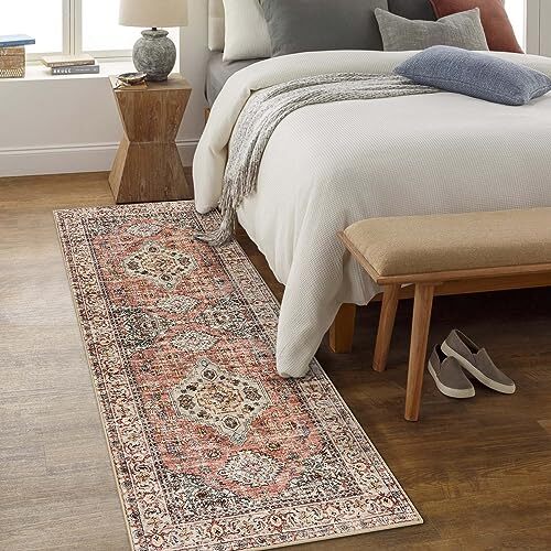 Oriental Boho Runner Rug - 2x6 Runner Rugs for Hallway 2'x6' Terracotta - Picture 4 of 7