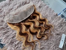 13X4 BODYWAVE LACE FRONTAL 18INCH BRAZILIAN EAR TO EAR 4/27 BALAYAGE PIANO OMBRE