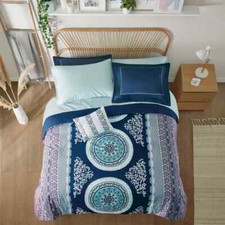 NEW COZY BLUE TEAL AQUA PURPLE BOHO tropical SOUTHWEST COMFORTER SET SHEETS