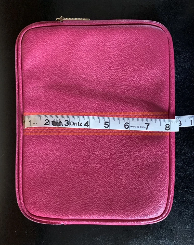 Tory Burch Leather Ipad Kindle Tablet Pouch With Zipper 10”/8” Maroon - Image 4 of 4