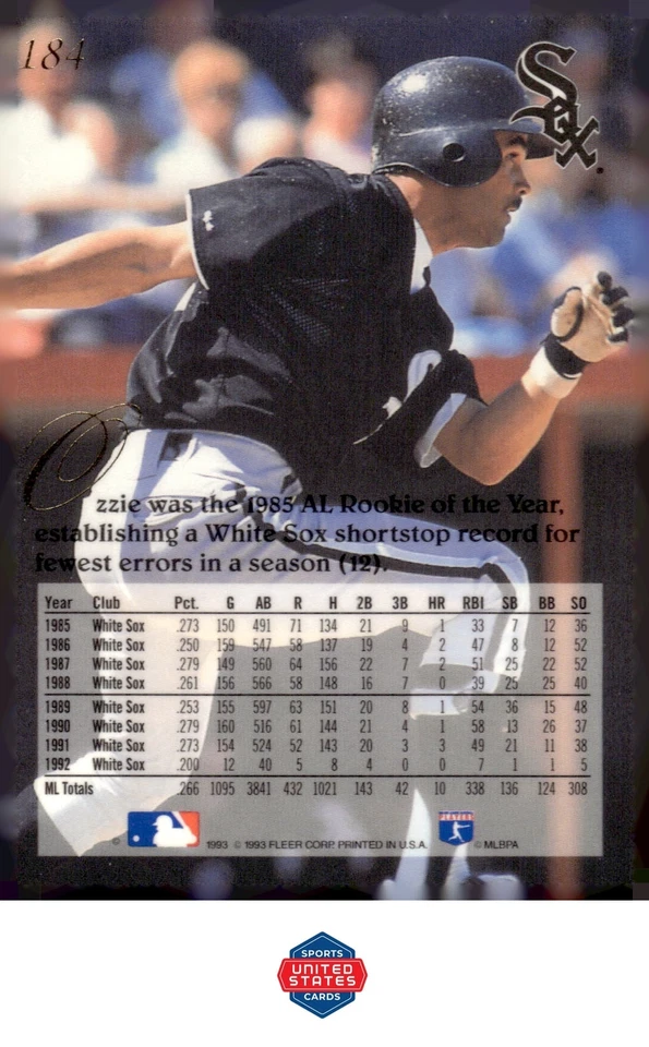 1993 Flair #184 Ozzie Guillen - Image 2 of 2