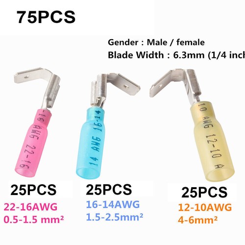 3 Way 22-10AWG Wire Connectors Heat Shrink Piggyback Spade Terminals 50-150PCS - Picture 7 of 9