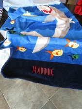 Pottery Barn Kids beach towel shark fish mono Maddox New wo tag