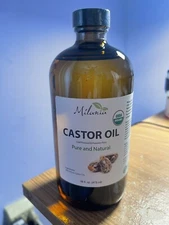 **MILANIA Organic Castor Oil – Cold-Pressed, Hexane-Free, 16 fl. oz.**