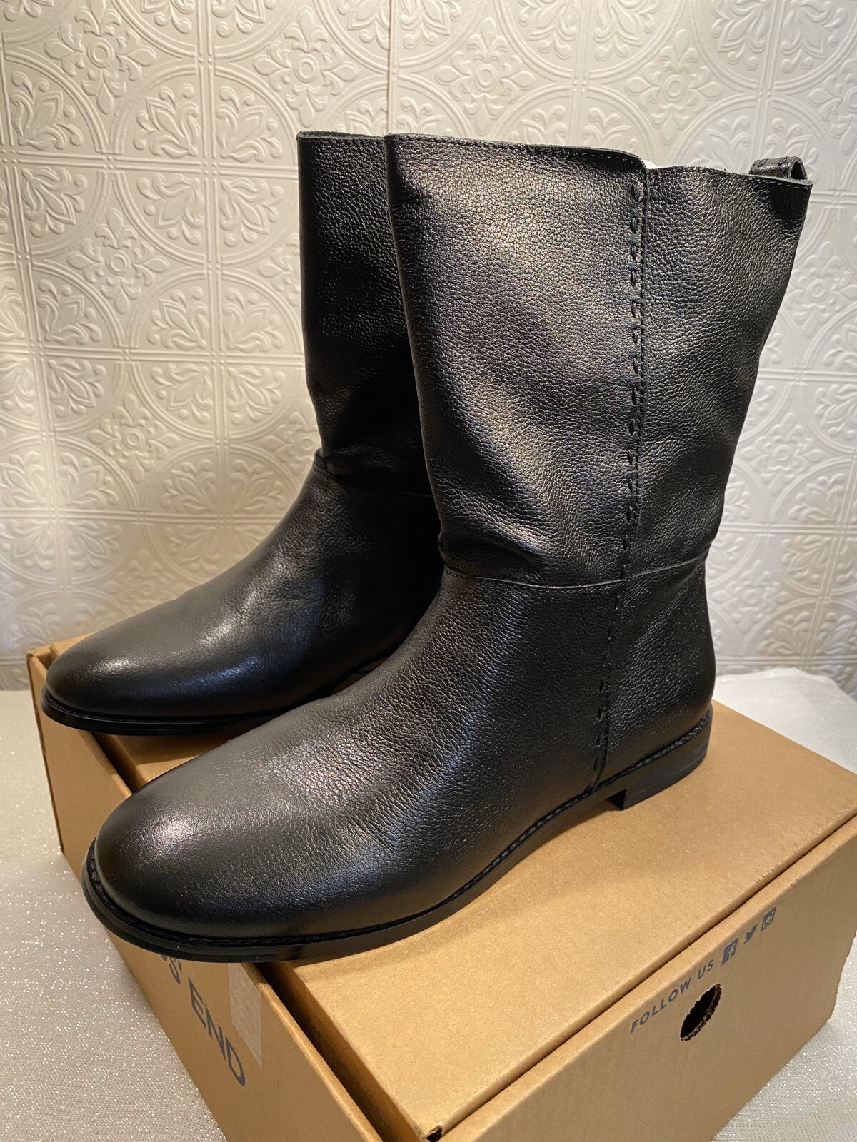 Women WW Slouch Leather Boots Size 