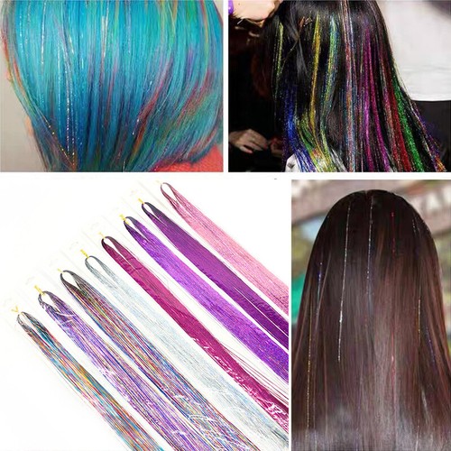 Sparkle Hair Tinsel Holographic Glitter Extensions Highlights False Hairstyli ∂ - Picture 5 of 29