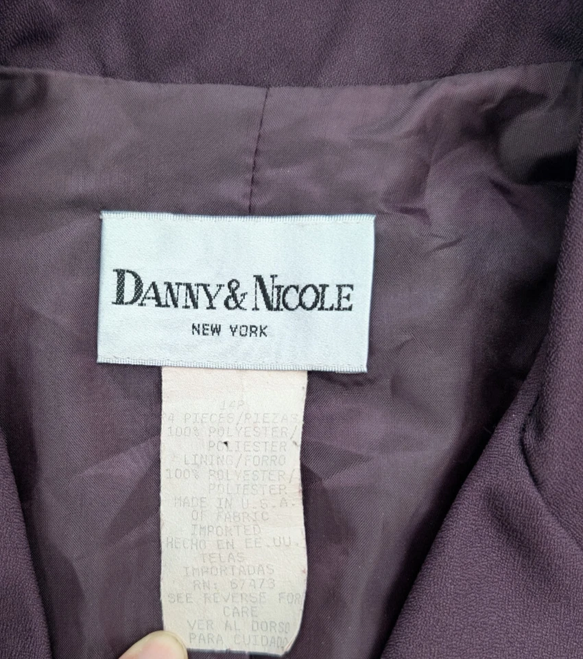Traje Pantalón Danny & Nicole Vintage Años 90 Para Mujer Talla 14P P Púrpura Negocios Carrera Foto 4 de 4