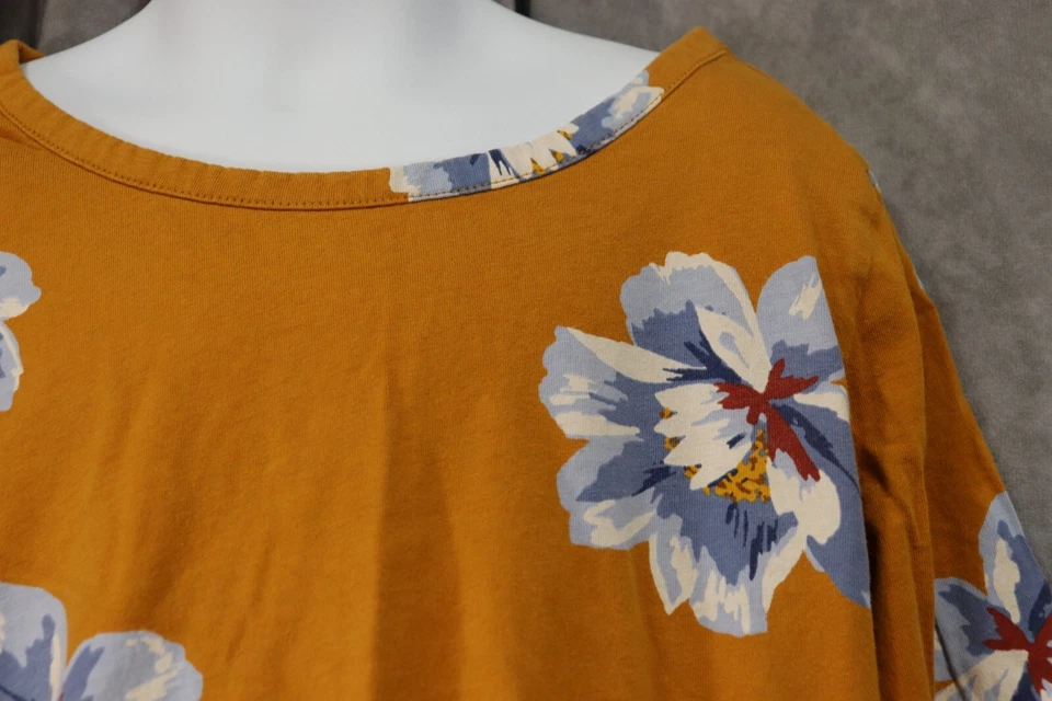 Vestido Camisa Manga Corta Mostaza Azul Marino Antiguo Jóvenes Niñas Estampado Floral Talla Grande Foto 2 de 3