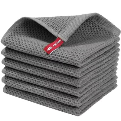 Geschirrtücher 100% Baumwolle 6 Stk 34 x 34 cm Weiche Küchenhandtücher Grau