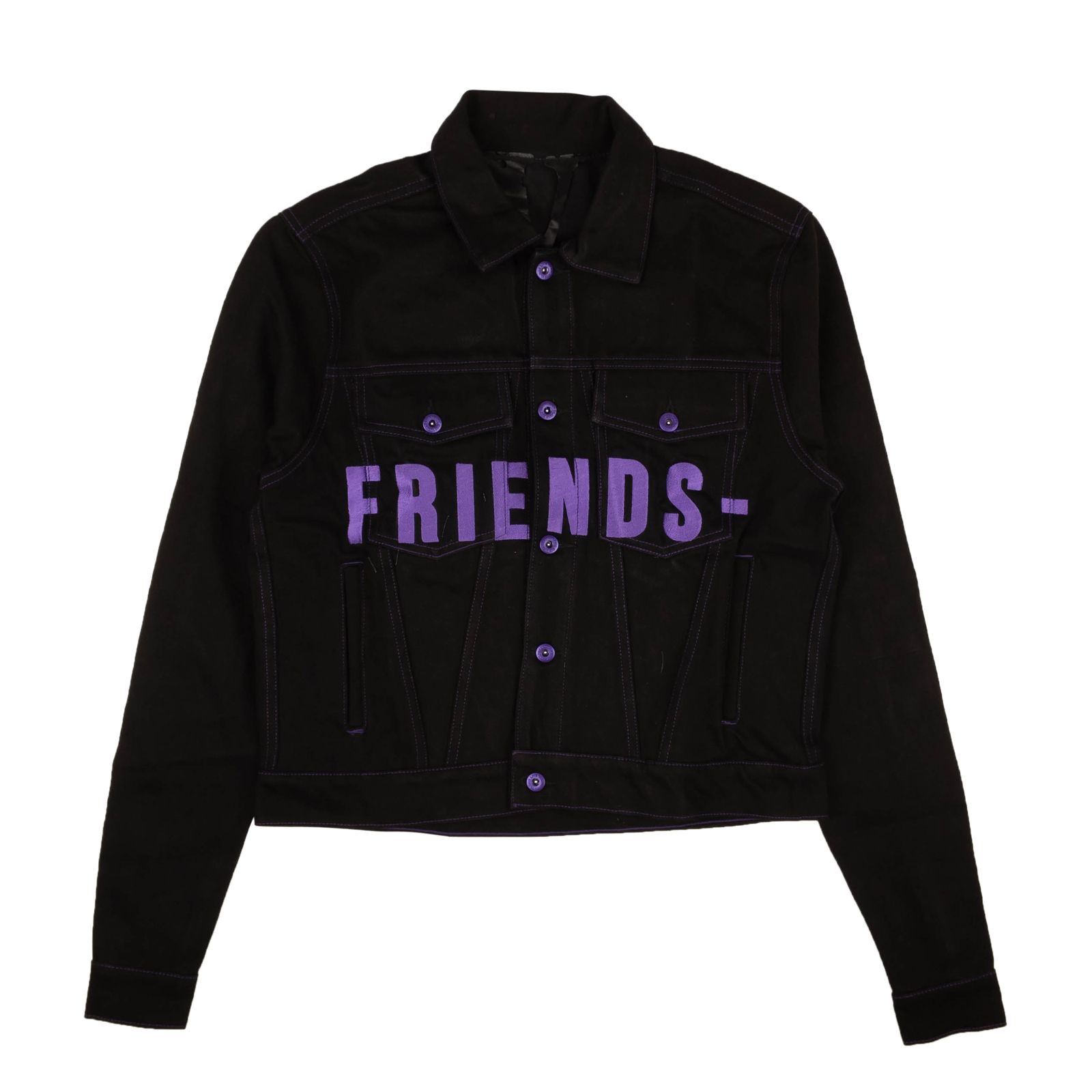 НОВАЯ джинсовая куртка VLONE Black Purple Friends с вышитым V-образным рисунком, размер L