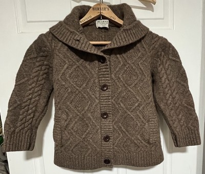 Vintage Blarney Cardigan Sweater Boys Large Brown Merino Wool Cozy Cottagecore