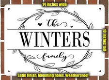Winters Family Decorative Metal Door or Wall Plaque (Style 1)