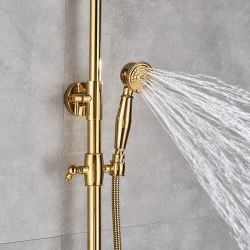 Gold Duscharmatur Duschset Edelstahl Duschsystem Regendusche Kopfbrause System - Bild 6 von 12