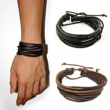 Leather Braided bracelet Surfer Wristband Bracelet Bangle Wrap CLEARANCE