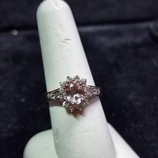 vermeil rose gold Sterling 925 silver Ring With Pink Stone  cz Accents Sz 8