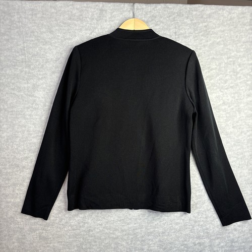 Ming Wang Jacket M Black Sequin Studded Full Zip Chic Evening Mandarin Collar - Picture 11 of 17