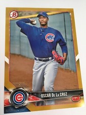 2018 Bowman Paper Prospects Jumbo 5x7 Oscar De La Cruz Cubs BP59 Gold 01/10