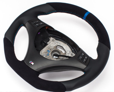 Abgeflacht Alcantara Lederlenkrad für BMW M-POWER E87 E88 BLAU RING