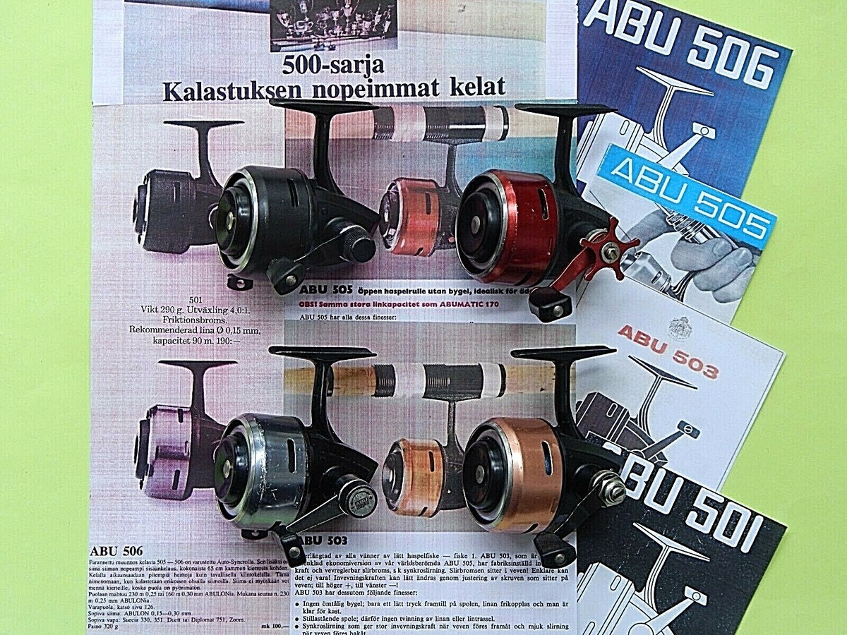 1960-70's Vintage ABU 500 series closed-face spinning underspin reels-used