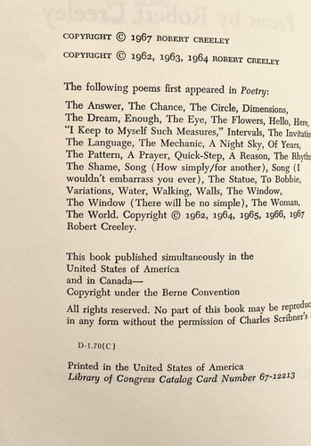 Words Poems by Robert Creeley 1967 Paperback - Picture 3 of 3