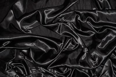 SATIN CHARMEUSE  POLYESTER FABRIC 60 DRESSMAKING SEWING BLACK SOLID SILKY SHINNY