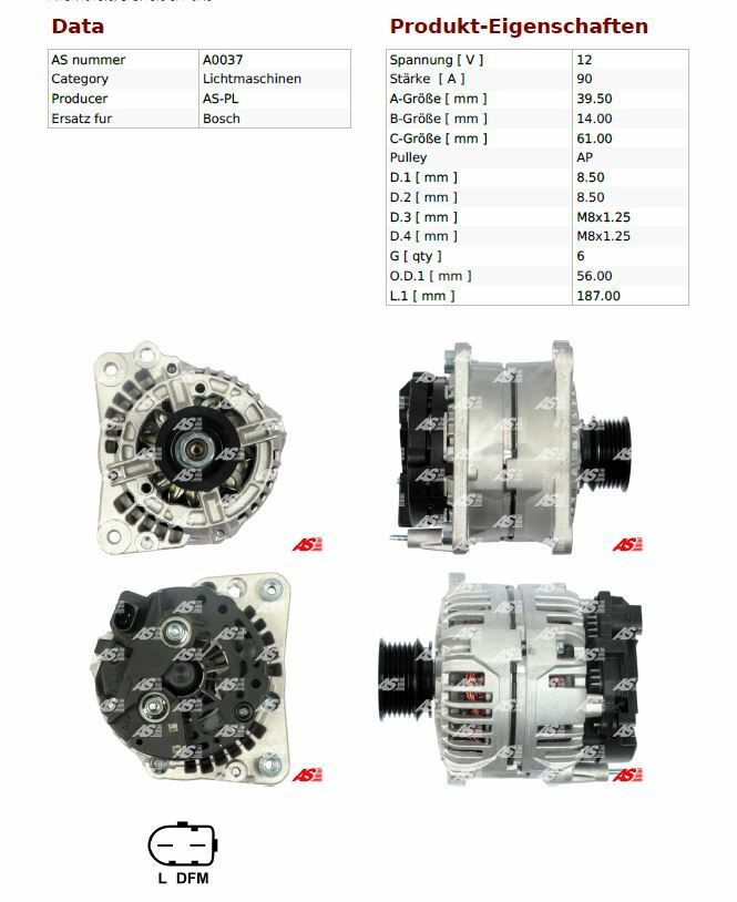 As-Pl Alternator Generator for Skoda Fabia Octavia 1.4 1.6