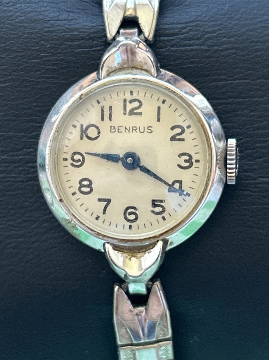 Vintage Benrus 10k Silver Tone Speidel Stretch Band Watch 10k