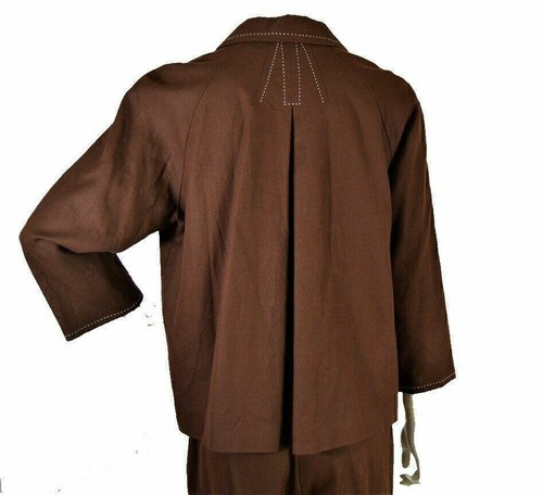 NWT Coldwater Creek Brown stitched Linen blend Pants & Blazer Jacket SET M - Picture 6 of 12