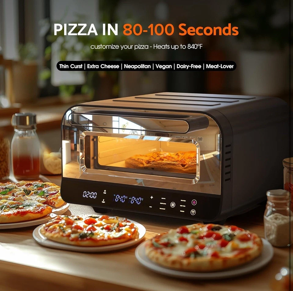 Печь для пиццы на столешнице Cobuy для помещений и улицы, 1700 Вт пиццерия с 6 предустановками - Изображение 4 из 4