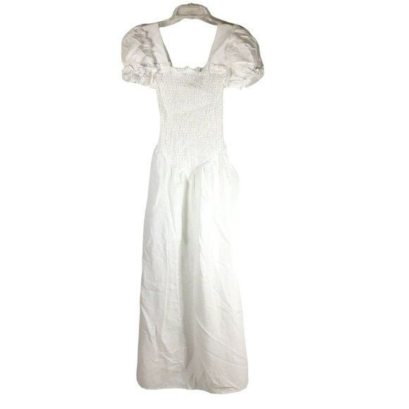 Sleeper Belle Linen Midi Dress XS White NEW WITHOUT TAGS | eBay