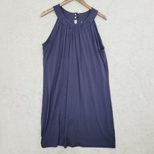 Calvin Klein Womens Sleeveless Halter Midi Dress Navy Polyester & Spandex 21CT