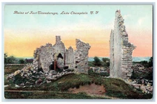 c1910 Ruins of Fort Ticonderoga Lake Champlain New York NY Antique Postcard