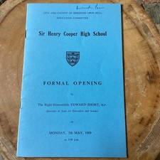 1969 Formal Opening Programme - Sir Henry Cooper High School Hull