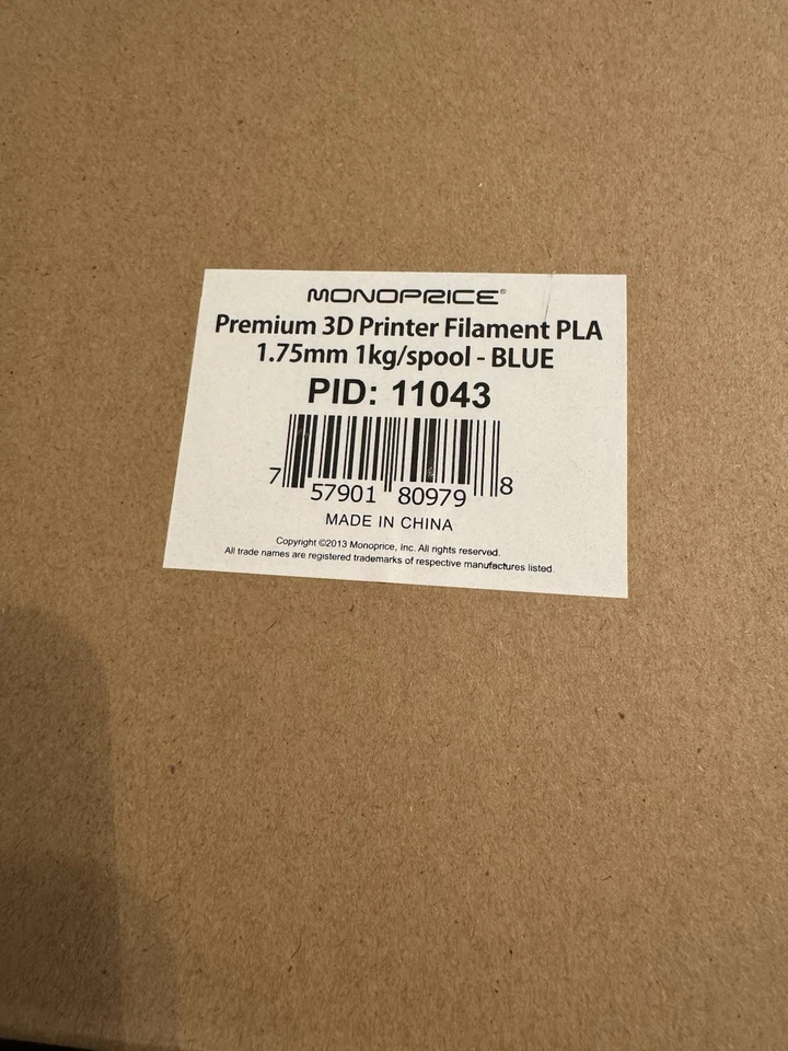 Monoprice Premium 3D Printer Filament PLA 1.75mm 1kg / Spool Blue 11043 - Image 3 of 3