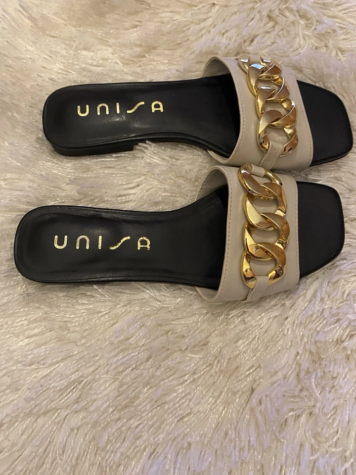 Unisa Marie Slingback Sandals, Women's Size 7M Black/ beige and gold - Imagem 2 de 4
